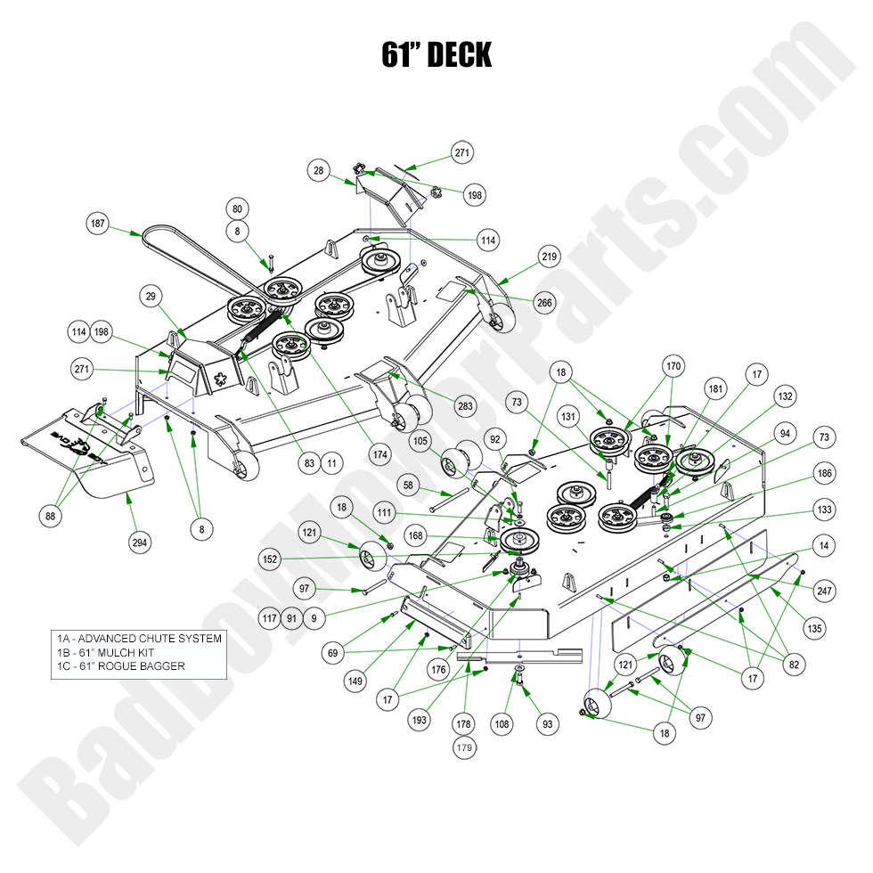 3222 - Bad Boy Mower Parts Lookup > 2023 > Rogue > 61\" Deck Assembly